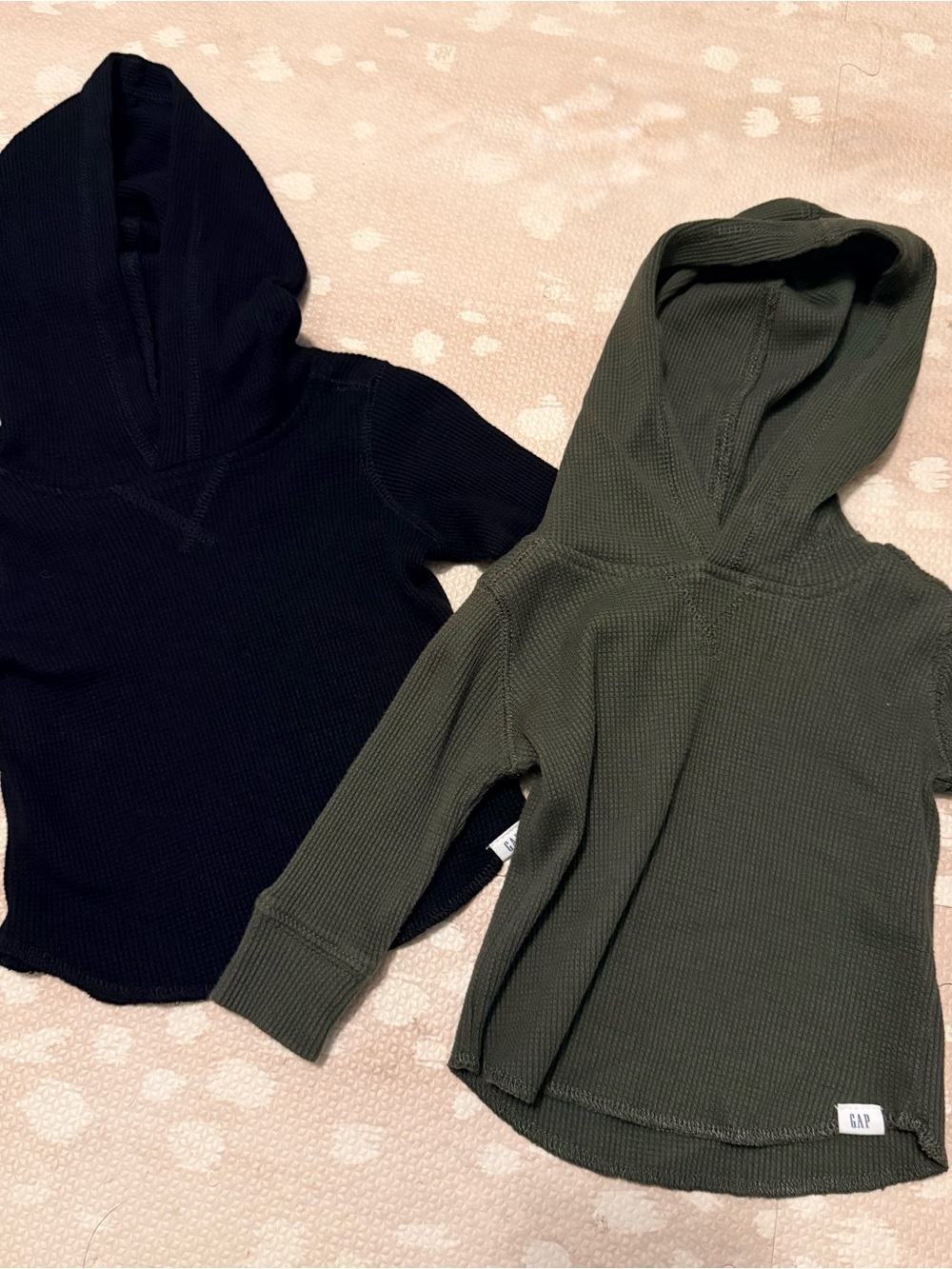 GAP Kids Hooded Waffle Tops - Black & Olive